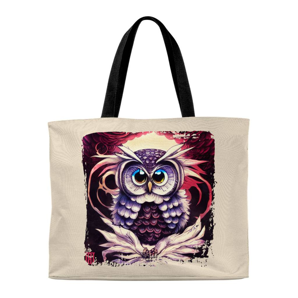 Beautiful Owl Art Tote Bag - Art Print Shopping Bag - Graphic Design Tote Bag Bags & Wallets Fashion Accessories Color : Natural|Natural Bag Black Handle 