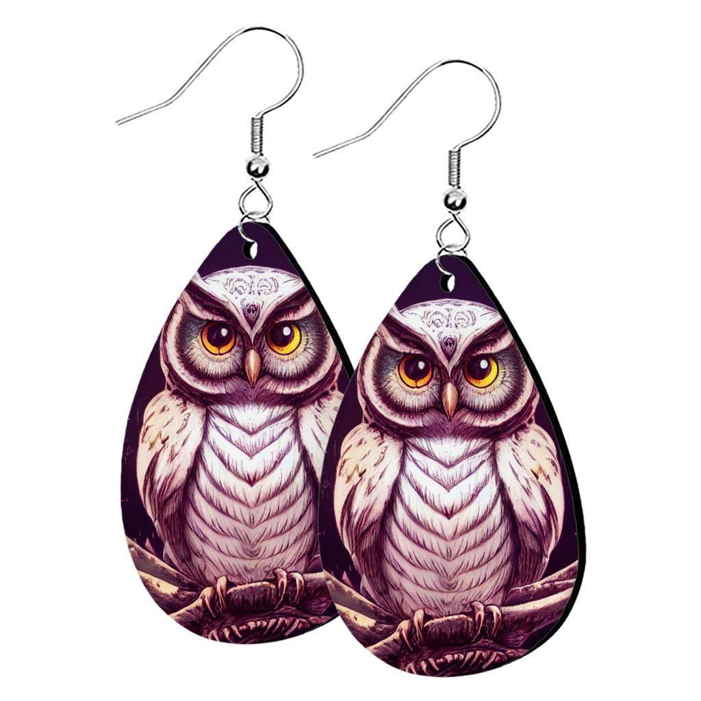 Night Owl Print Earrings - Printed Earrings - Graphic Earrings Best Sellers Earrings Fashion Accessories  