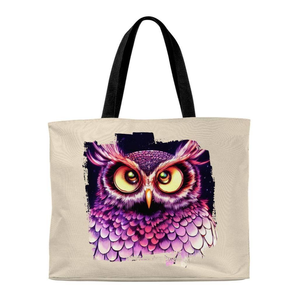 Night Owl Tote Bag - Owl Art Shopping Bag - Printed Tote Bag Bags & Wallets Best Sellers Fashion Accessories Color : Natural|Natural Bag Black Handle 
