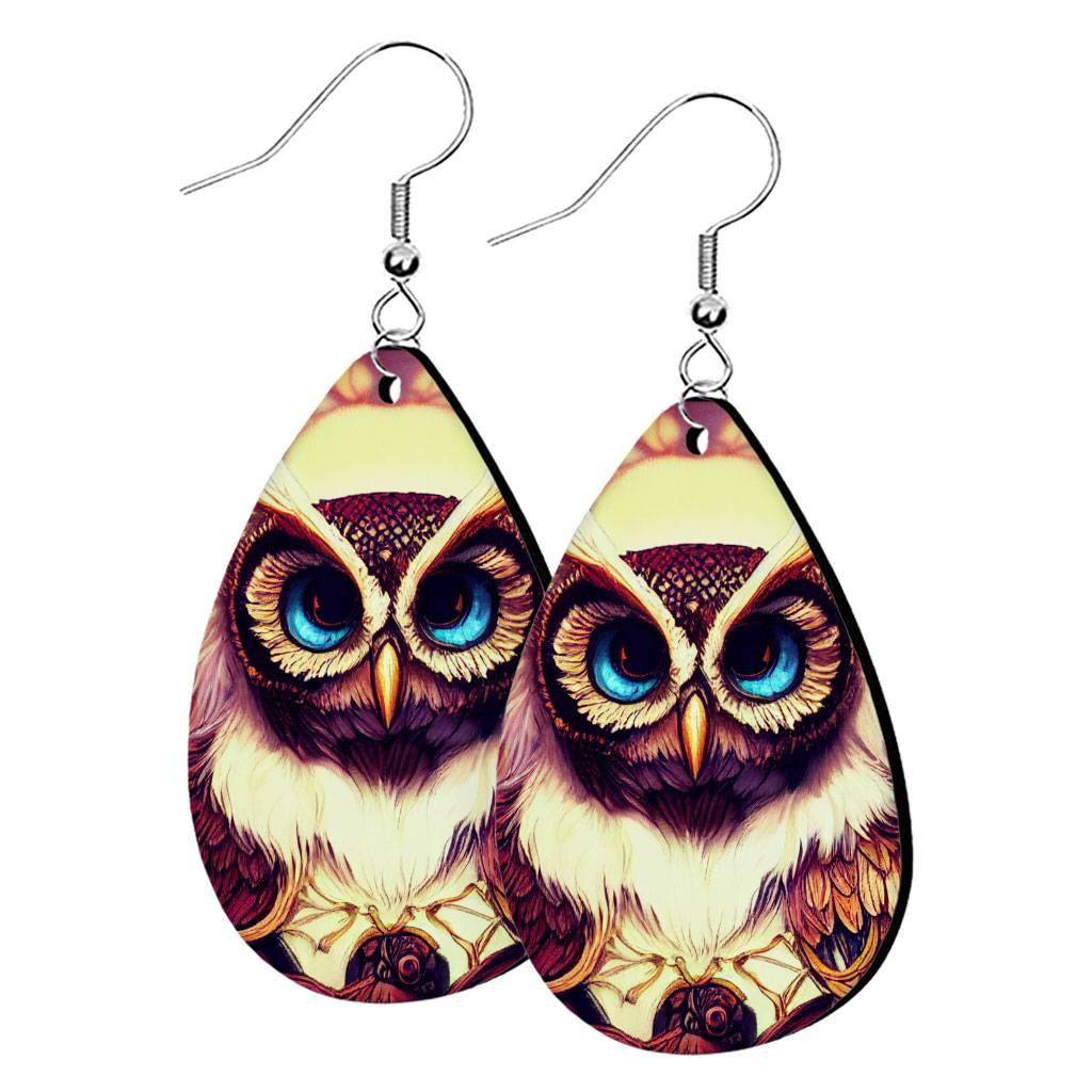 Owl Print Earrings - Graphic Art Earrings - Unique Print Earrings Best Sellers Earrings Fashion Accessories  