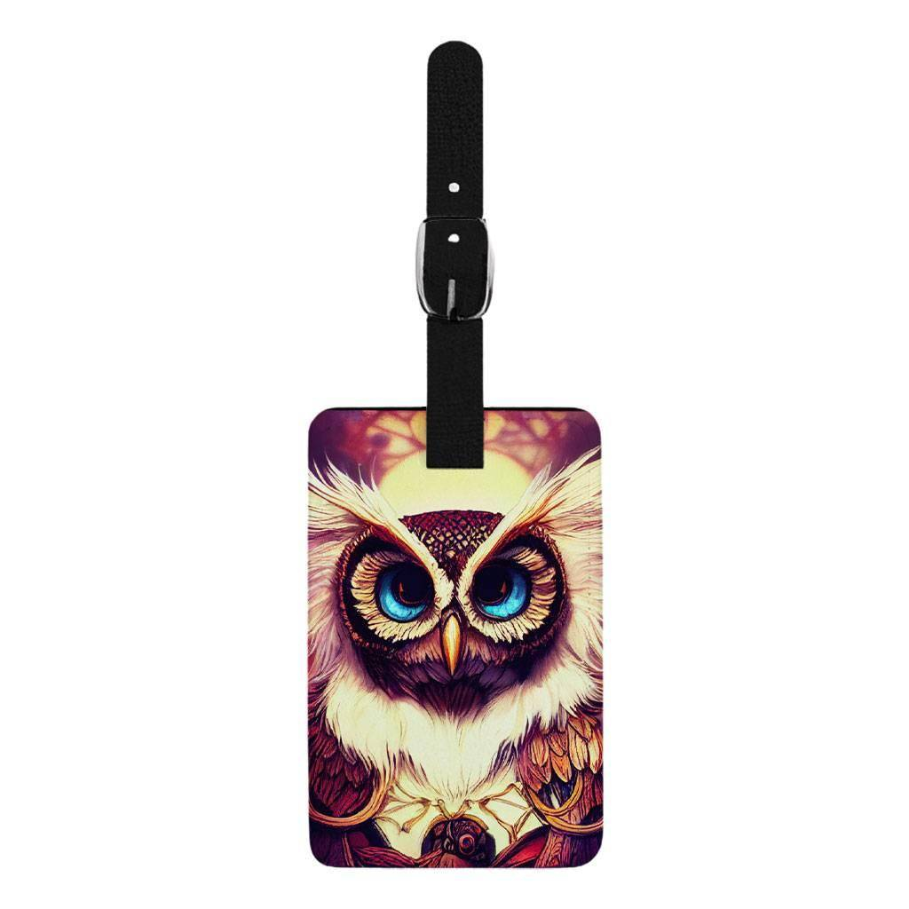 Owl Print Luggage Tag - Graphic Art Travel Bag Tag - Unique Print Luggage Tag Best Sellers Fashion Accessories Travel Accessories  